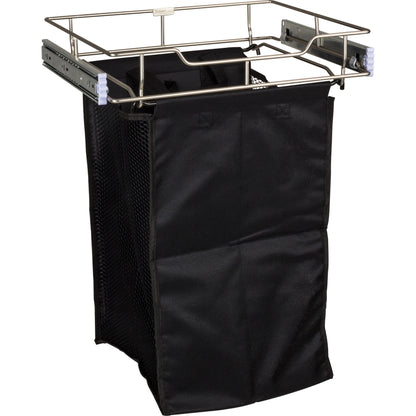 HARDWARE RESOURCES POHS-14ORB Dark Bronze 14" Deep Pullout Canvas Hamper with Removable Laundry Bag - Dark Bronze