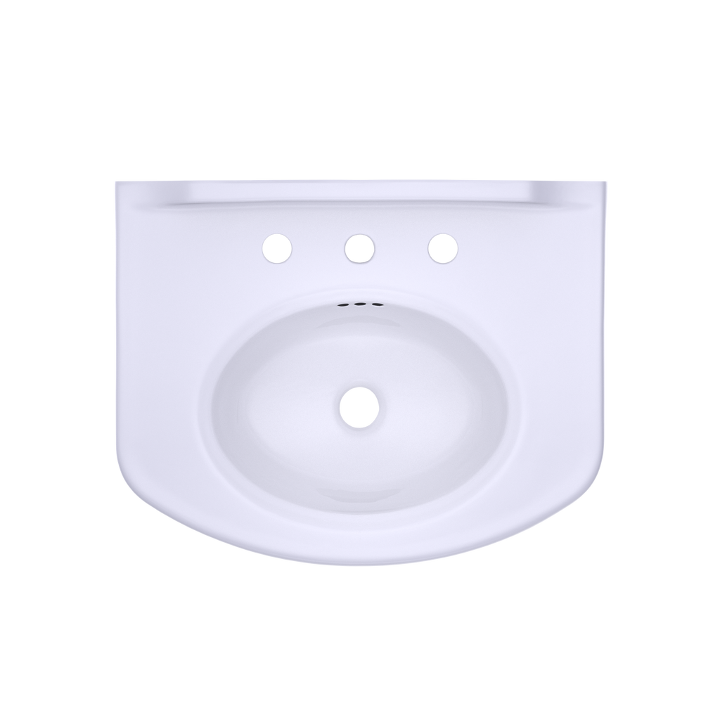 TOTO LPT642.8#01 Dartmouth Rectangular Pedestal Bathroom Sink with Arched Front for 8 Inch Center Faucets , Cotton White
