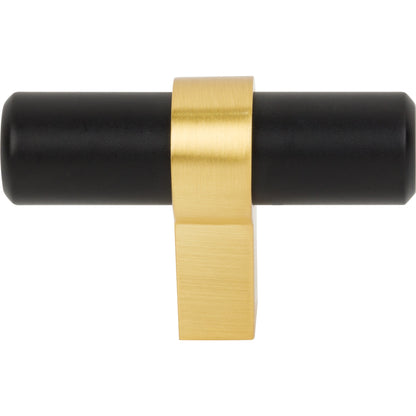 JEFFREY ALEXANDER 51MBBG Key Grande 2" Length Bar Knob - Matte Black w/Brushed Gold