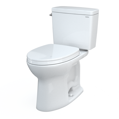 TOTO MS776124CSFG#01 Drake Two-Piece Elongated 1.6 Gpf Universal Height Tornado Flush Toilet With Cefiontect And Softclose Seat - Cotton White