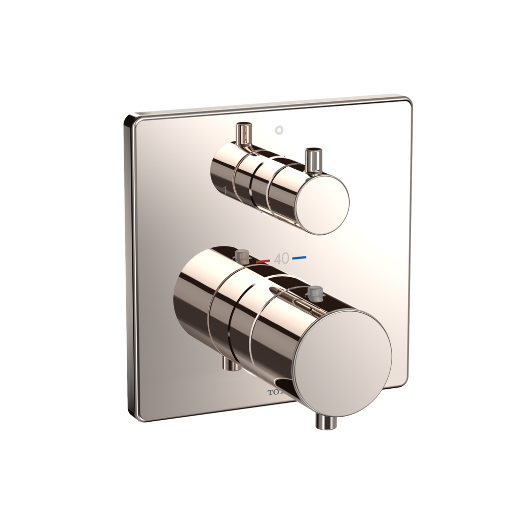 TOTO TBV02404U#PN Square Thermostatic Mixing Valve With Two-Way Diverter Shower Trim - Polished Nickel