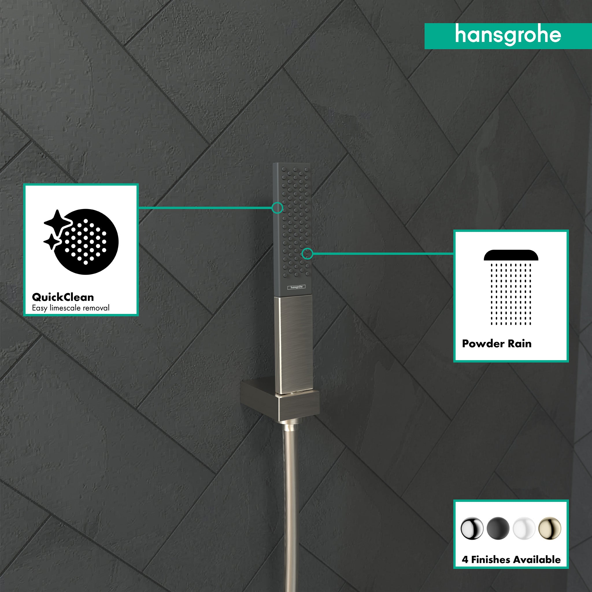 HANSGROHE 26867821 Rainfinity Baton Handshower 100 1-Jet, 1.75 GPM - Brushed Nickel
