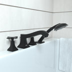 HANSGROHE 31449671 Metropol Classic 4-Hole Roman Tub Set Trim with Cross Handles and 1.8 GPM Handshower - Matte Black