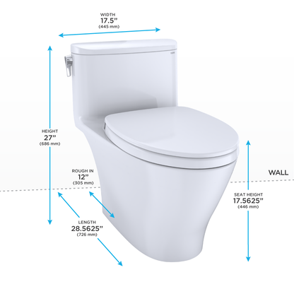 TOTO MS642124CUFG#01 Nexus 1G One-Piece Elongated 1.0 Gpf Universal Height Toilet With Cefiontect And Ss124 Softclose Seat - Cotton White