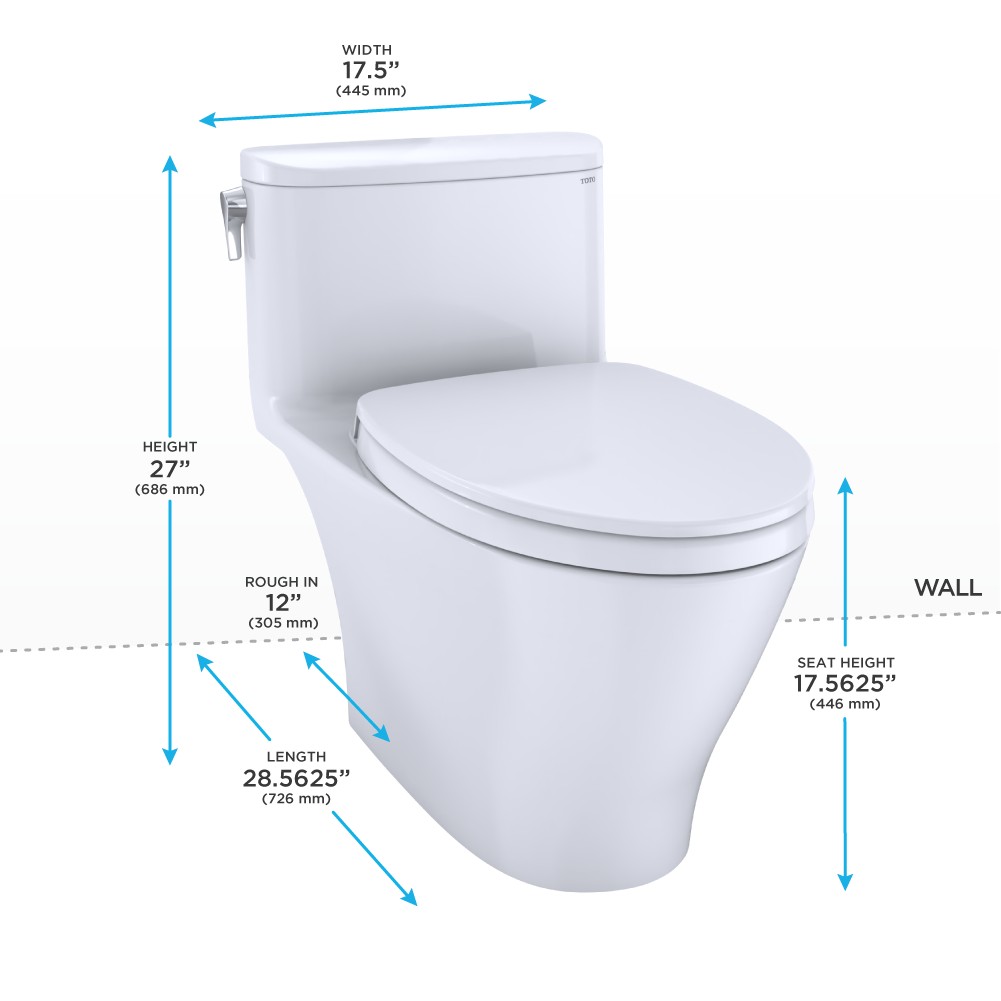 TOTO MS642124CEF#51 Nexus One-Piece Elongated 1.28 Gpf Universal Height Toilet With Ss124 Softclose Seat - Ebony