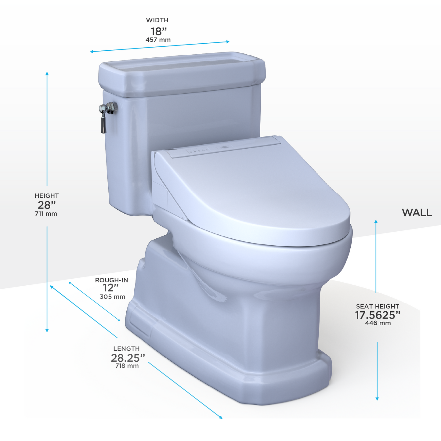 TOTO MW9743084CEFG#01 WASHLET+ Eco Guinevere Elongated 1.28 GPF Universal Height Toilet with C5 Bidet Seat , Cotton White