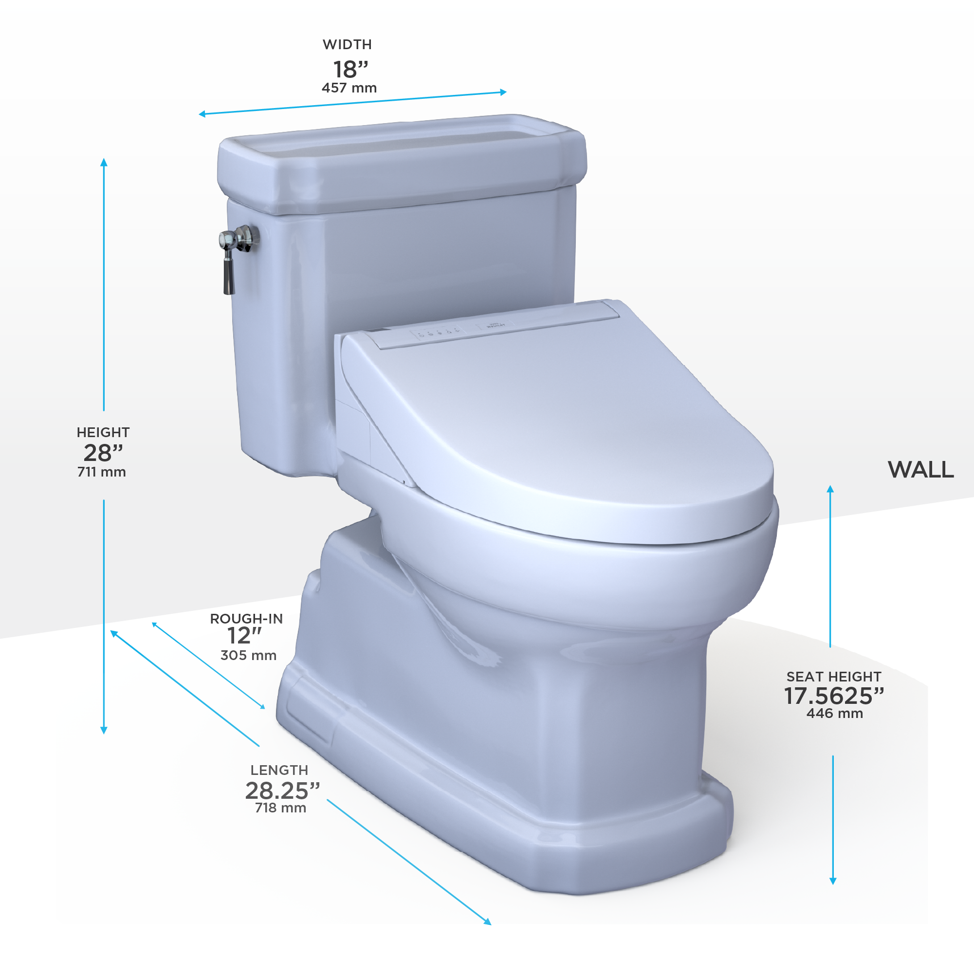 TOTO MW9743084CEFG#01 Washlet+ Eco Guinevere Elongated 1.28 Gpf Universal Height Toilet With C5 Bidet Seat - Cotton White