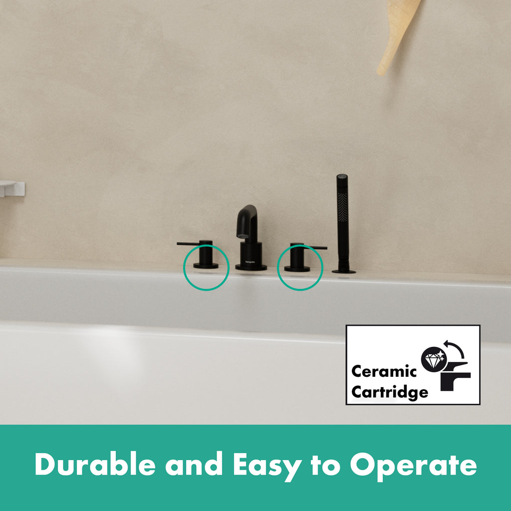 HANSGROHE 73442671 Tecturis S 4-Hole Roman Tub Set Trim with 1.75 Handshower - Matte Black