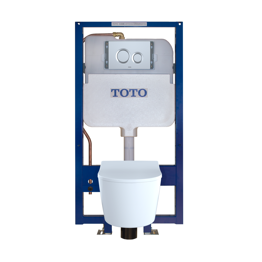 TOTO CWT447247CMFG#MS Rp Wall-Hung D-Shape Toilet And Duofit In-Wall 1.28 And 0.9 Gpf Dual-Flush Tank System With Copper Supply - Matte Silver
