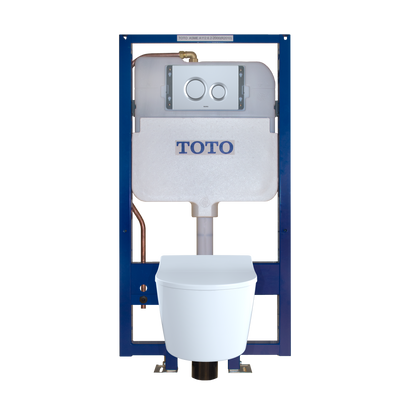 TOTO CWT447247CMFG#MS Rp Wall-Hung D-Shape Toilet And Duofit In-Wall 1.28 And 0.9 Gpf Dual-Flush Tank System With Copper Supply - Matte Silver