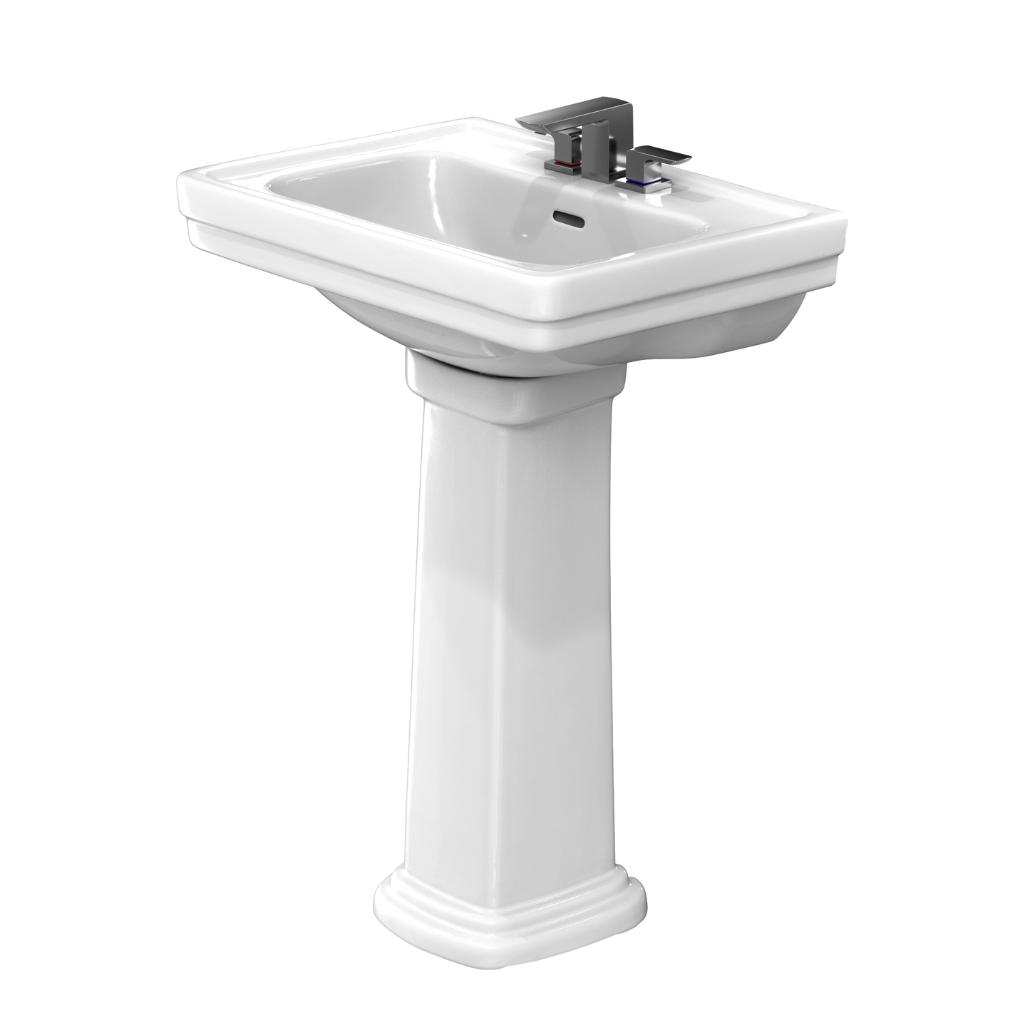 TOTO LPT532.4N#01 Promenade 24" X 19-1/4" Rectangular Pedestal Bathroom Sink For 4 Inch Center Faucets - Cotton White