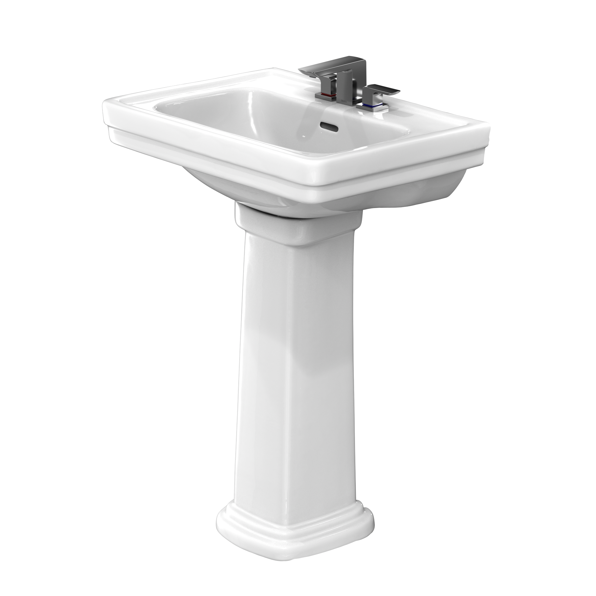 TOTO LPT532.4N#01 Promenade 24" X 19-1/4" Rectangular Pedestal Bathroom Sink For 4 Inch Center Faucets - Cotton White
