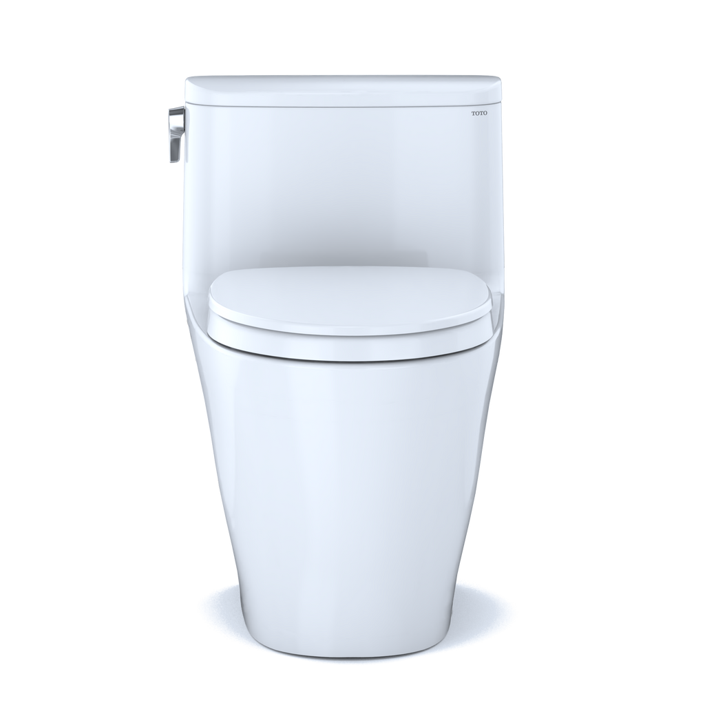 TOTO MS642124CUFG#01 Nexus 1G One-Piece Elongated 1.0 Gpf Universal Height Toilet With Cefiontect And Ss124 Softclose Seat - Cotton White