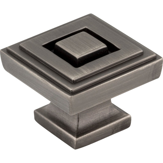 JEFFREY ALEXANDER 585L-BNBDL Delmar 1-1/4" Length Square Knob - Brushed Pewter