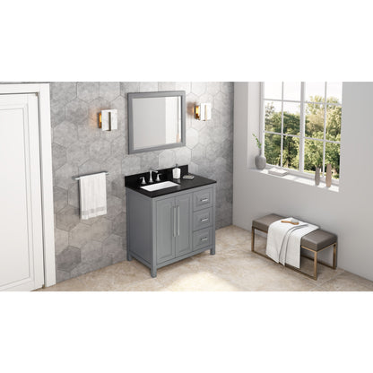 JEFFREY ALEXANDER VKITCAD36GRBGR 36" Grey Cade Vanity, left offset, Black Granite Vanity Top, undermount rectangle bowl - Grey