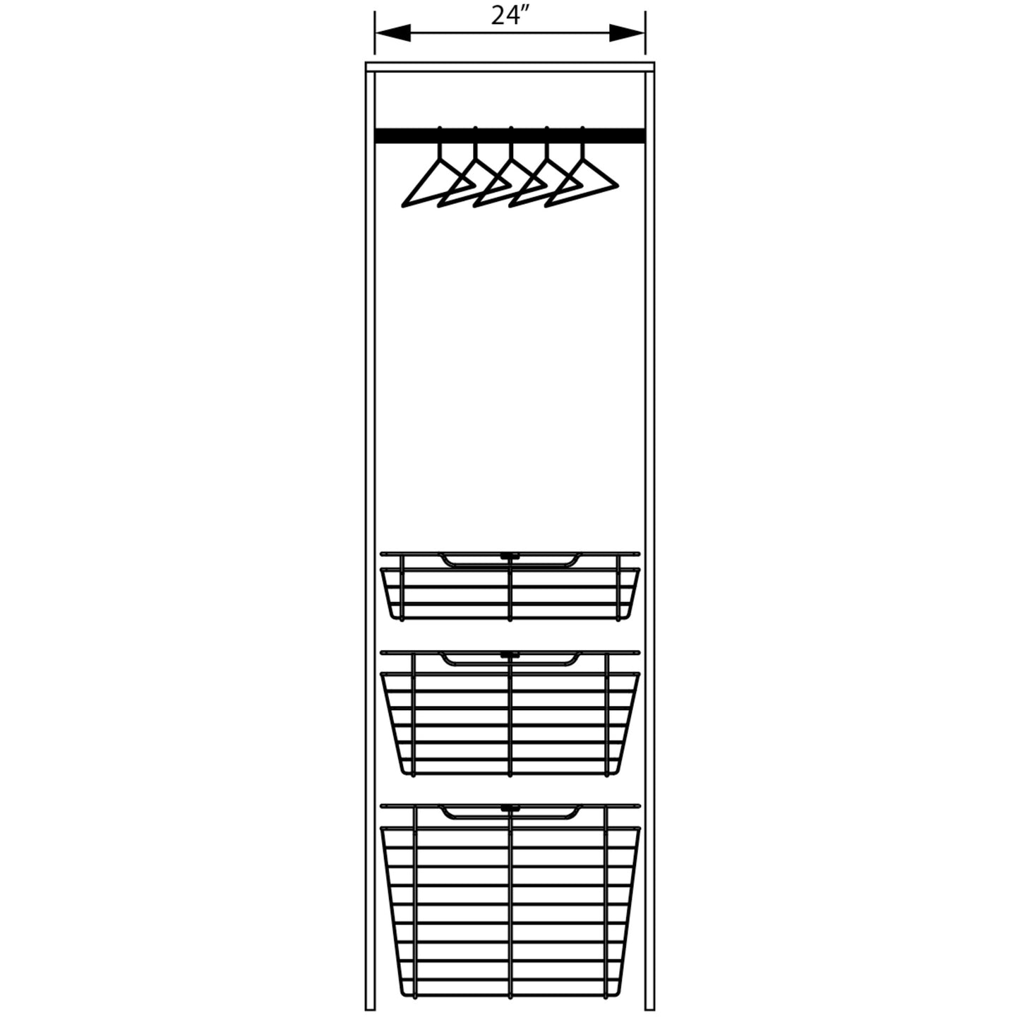 HARDWARE RESOURCES POB1-142311SN Satin Nickel Closet Pullout Basket with Slides 14"D x 23"W x 11"H - Satin Nickel