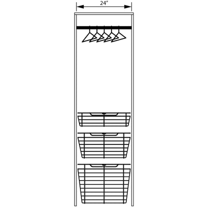 HARDWARE RESOURCES POB1-142311SN Satin Nickel Closet Pullout Basket with Slides 14"D x 23"W x 11"H - Satin Nickel