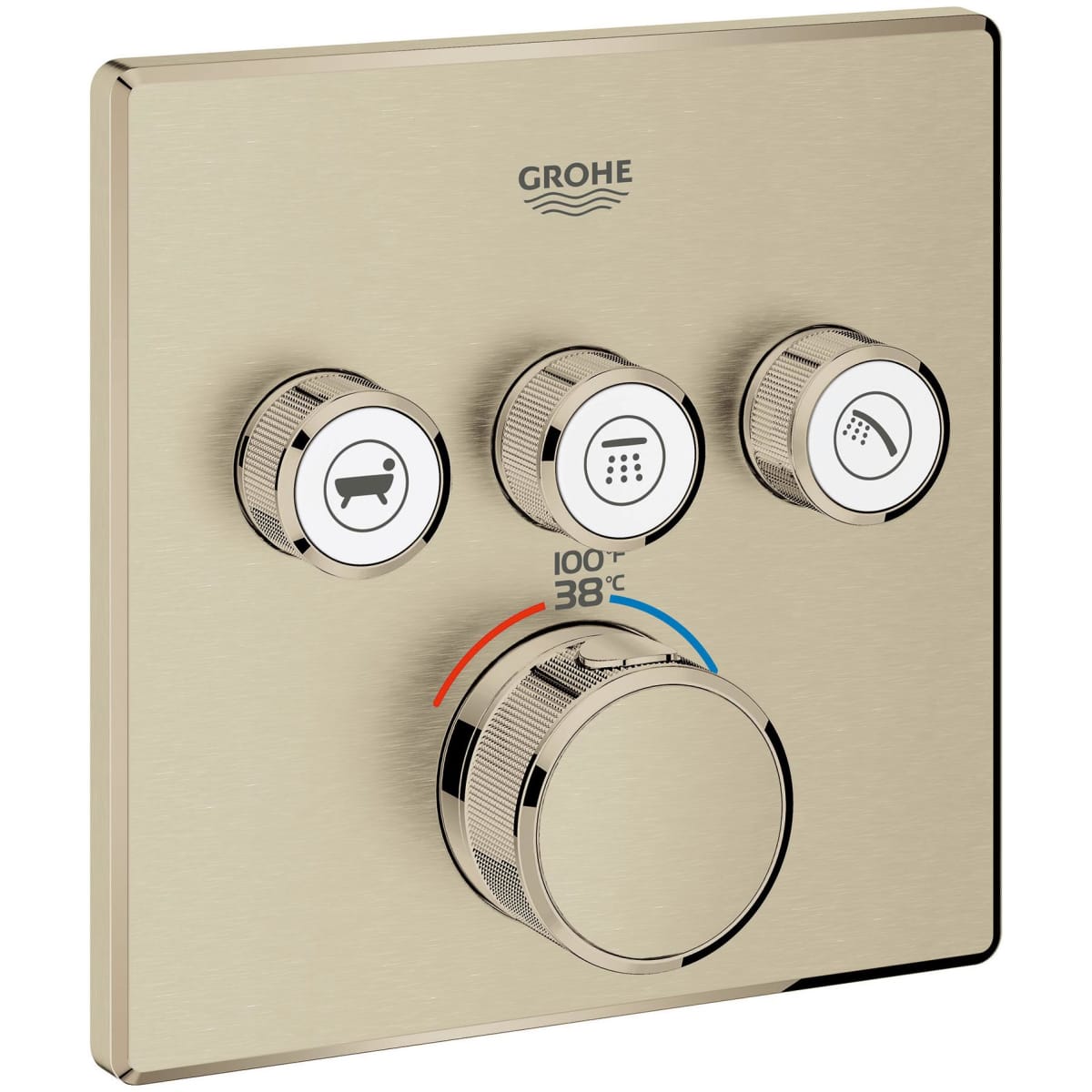 GROHE 29142EN0 Triple Function Thermostatic Valve Trim , Brushed Nickel