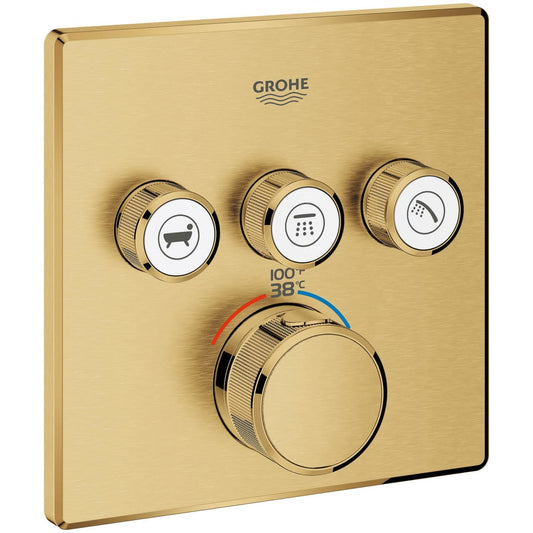 GROHE 29142GN0 Triple Function Thermostatic Valve Trim , Brushed Cool Sunrise