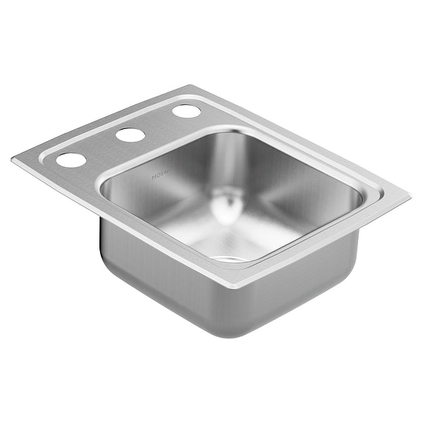 MOEN GS181873 1800 Series 13"X17"  Steel 18 Gauge Single Bowl Drop In Sink - Stainless
