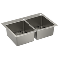 MOEN GS182072B Prep 33"  Steel  Dual Mount Double Bowl Sink - Stainless