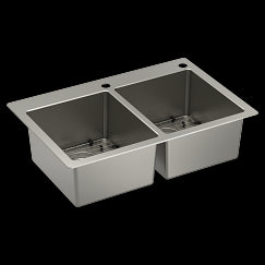 MOEN GS182072B 1800 Series  Steel 18 Gauge Double Bowl Dual Mount Sink In Stainless