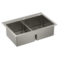 MOEN GS182082B Prep 33"  Steel  Dual Mount Double Bowl Sink - Stainless