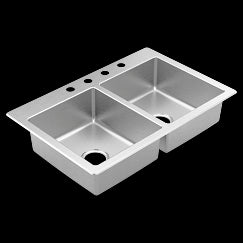 MOEN GS202684 2000 Series  Steel 20 Gauge Double Bowl Drop In Sink In Stainless