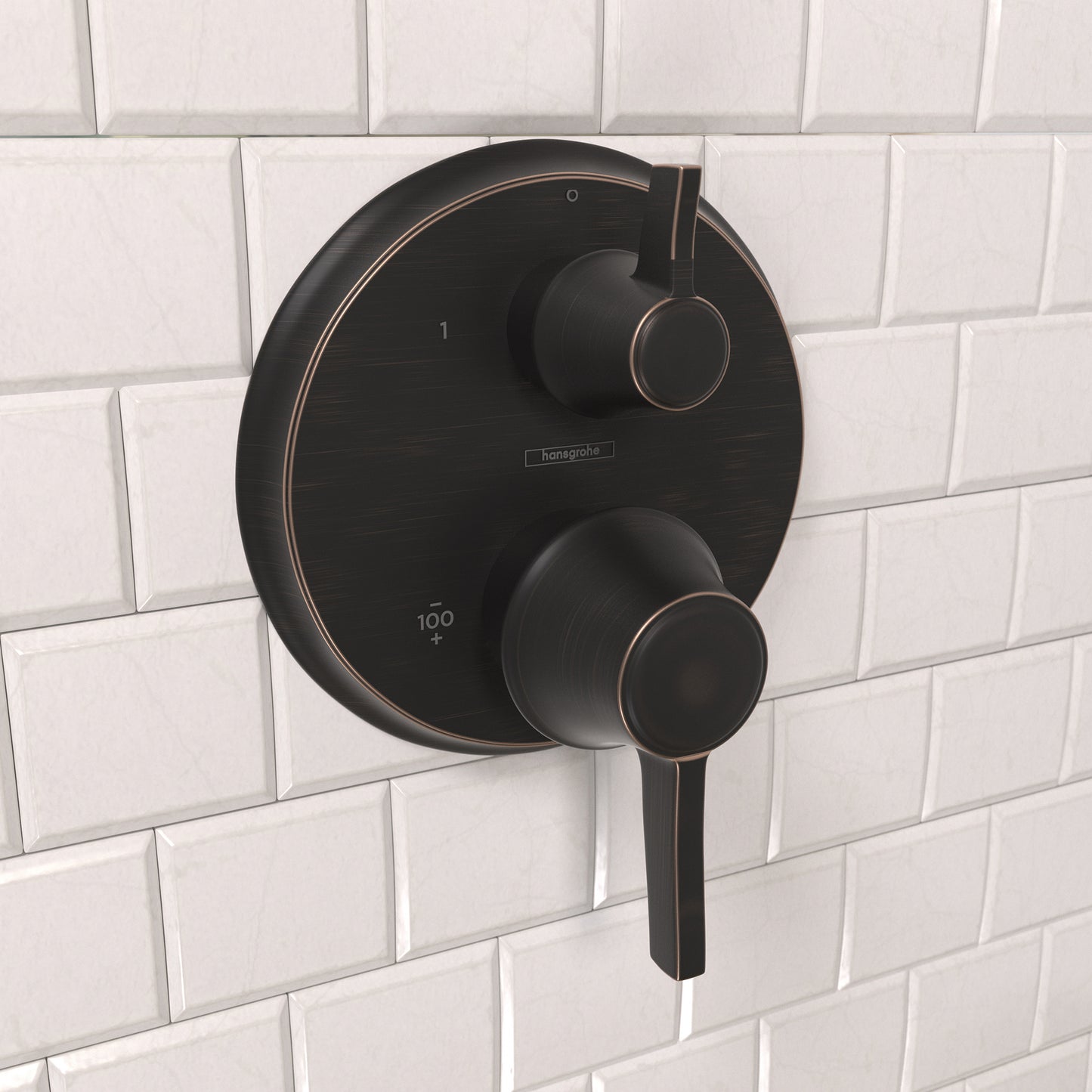 HANSGROHE 15752921 Ecostat Classic Thermostatic Trim with Volume Control, Round - Rubbed Bronze