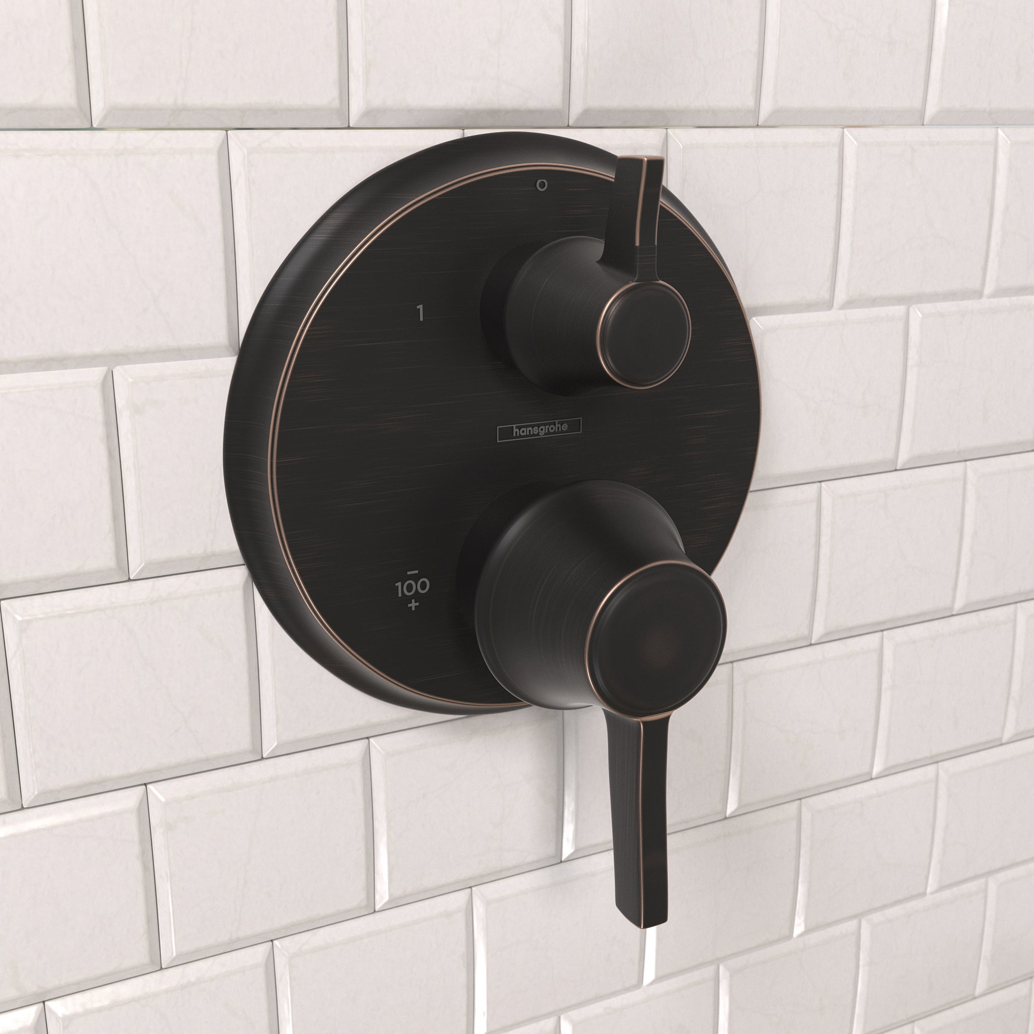 HANSGROHE 15752921 Ecostat Classic Thermostatic Trim with Volume Control, Round - Rubbed Bronze