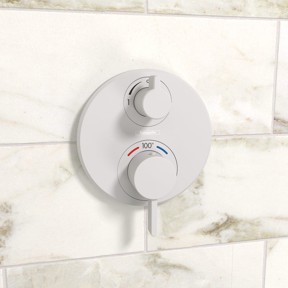 HANSGROHE 15758701 Ecostat S Thermostatic Trim with Volume Control and Diverter - Matte White