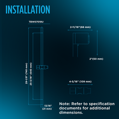 TOTO TBW07019U#PN G Series 30 Inch Slide Bar For Handshower - Polished Nickel
