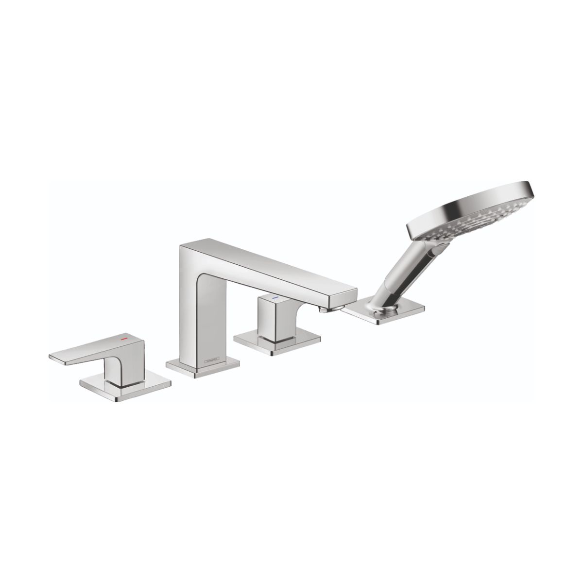 HANSGROHE 32557001 Metropol 4-Hole Roman Tub Set Trim with Lever Handles and 1.75 GPM Handshower - Chrome