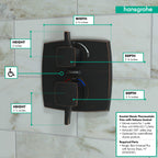 HANSGROHE 15727921 Ecostat Classic Thermostatic Trim with Volume Control, Square - Rubbed Bronze