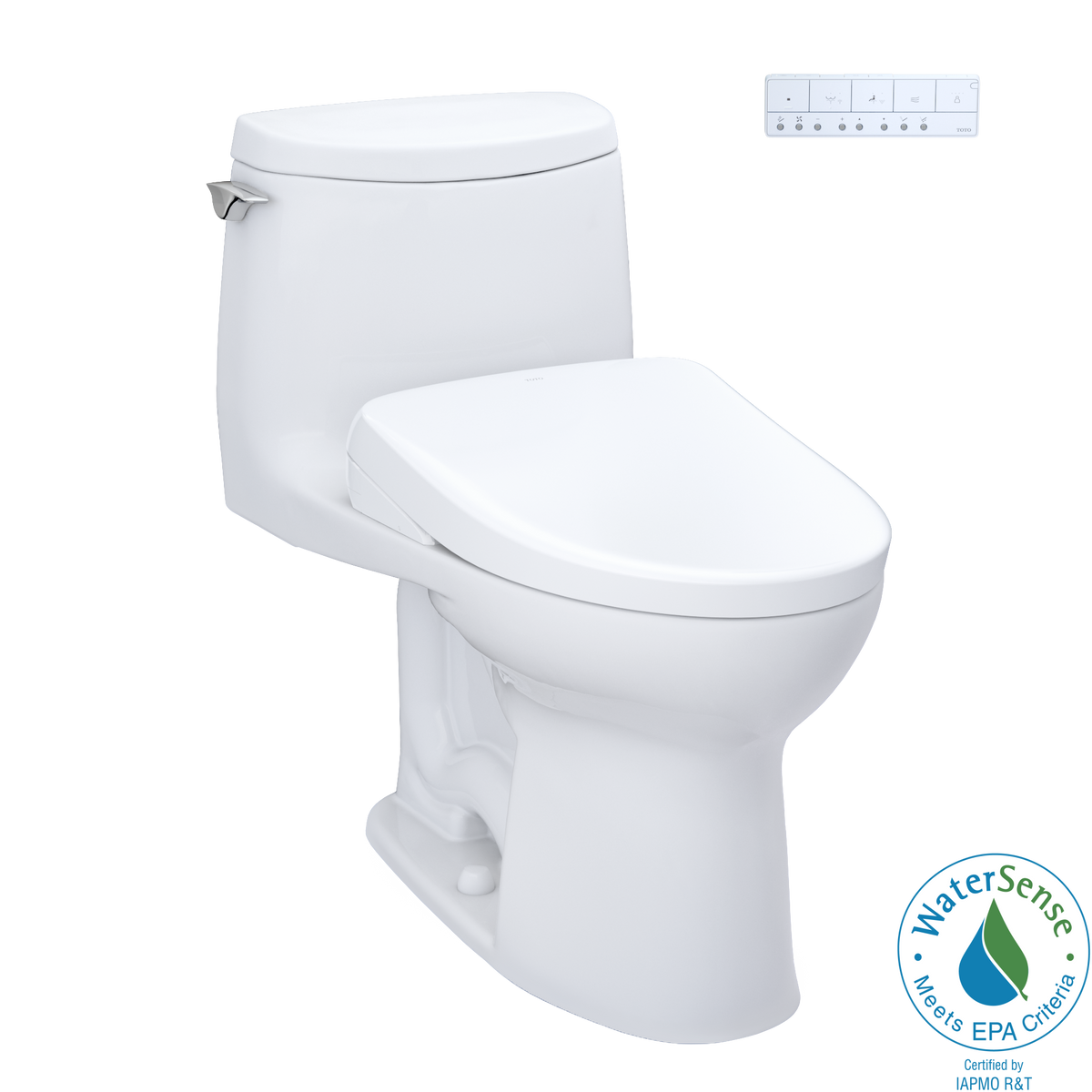 TOTO MW6044736CUFG#01 Washlet+ Ultramax Ii 1G One-Piece Elongated 1.0 Gpf Toilet And Washlet+ S7A Contemporary Bidet Seat - Cotton White