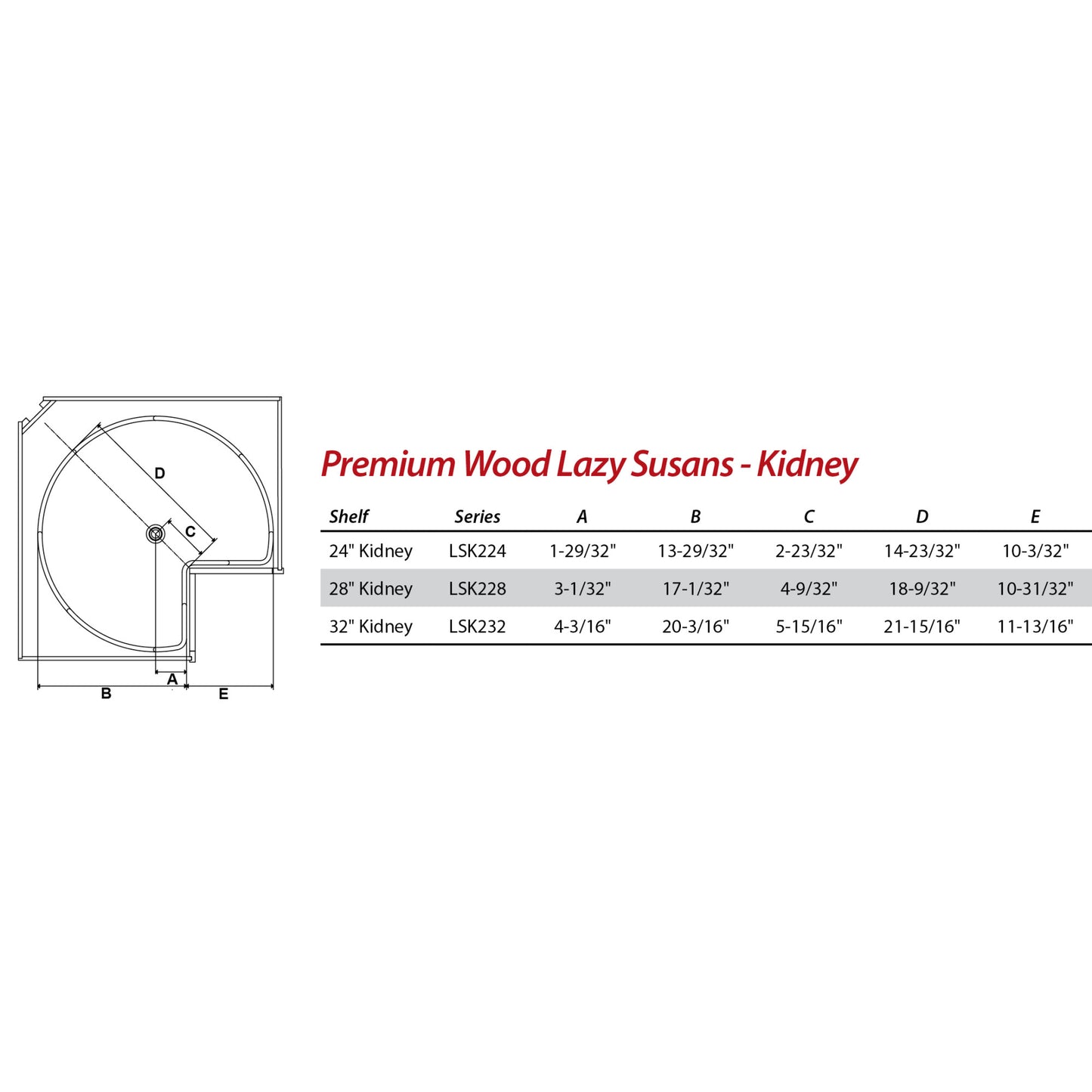 HARDWARE RESOURCES LSK224-SET 24" Kidney Two-Shelf Wood Lazy Susan Set - UV Coated