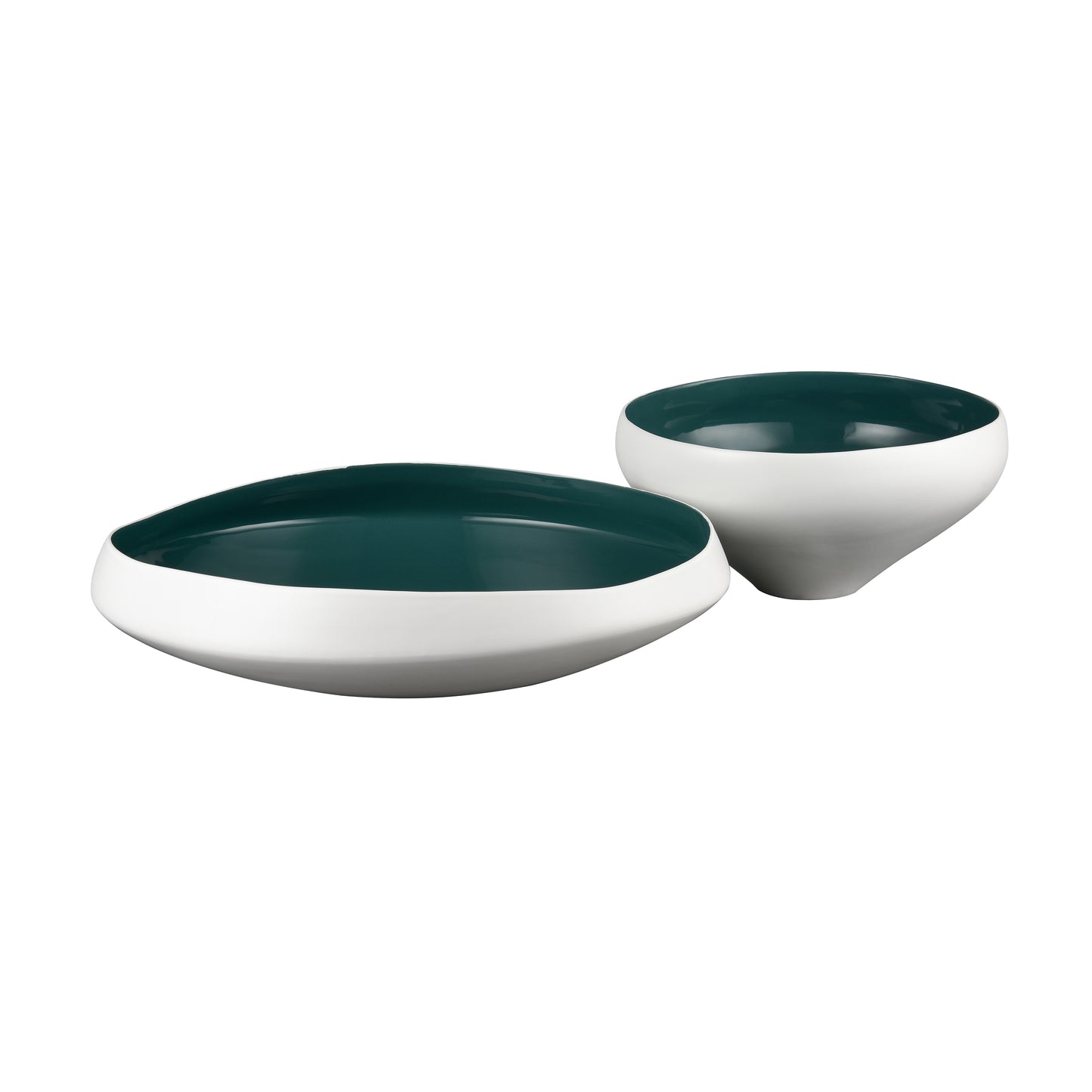 ELK SIGNATURE H0017-9744 Greer Bowl - Low White and Turquoise Glazed