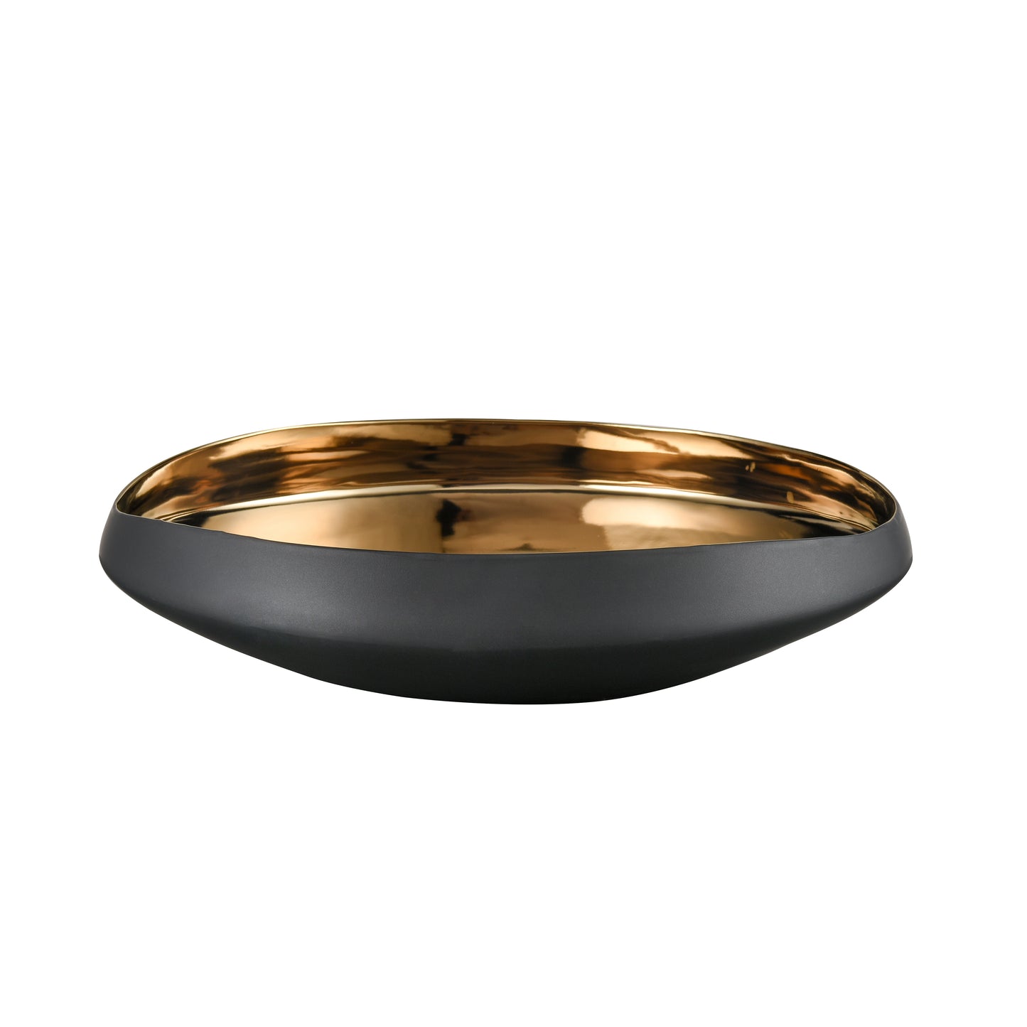 ELK SIGNATURE H0017-9745 Greer Bowl - Low Black and Gold Glazed