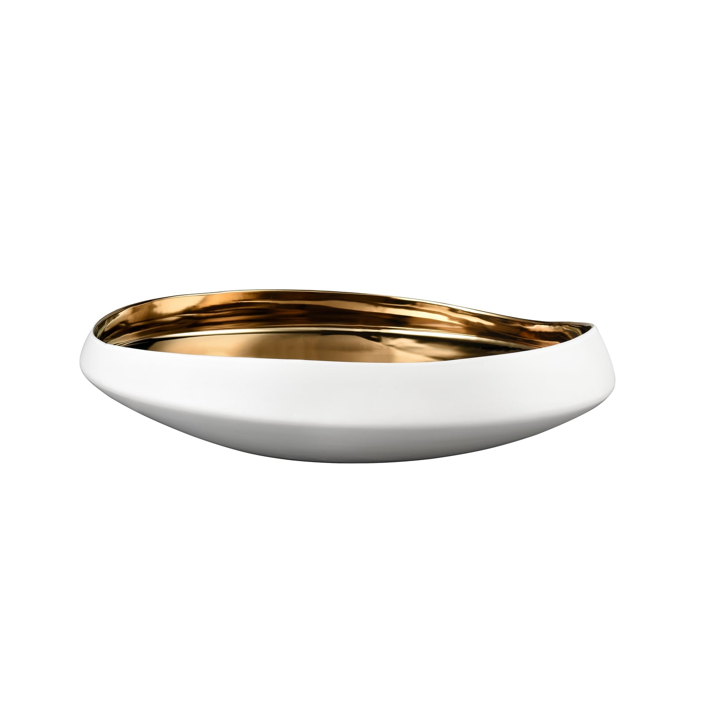 ELK SIGNATURE H0017-9746 Greer Bowl - Low White and Gold Glazed