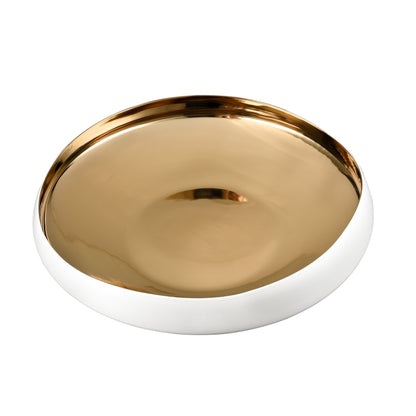 ELK SIGNATURE H0017-9746 Greer Bowl - Low White and Gold Glazed