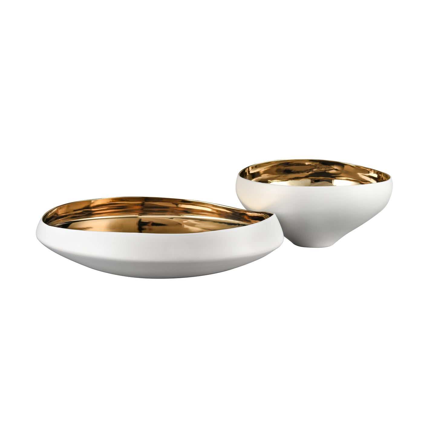 ELK SIGNATURE H0017-9746 Greer Bowl - Low White and Gold Glazed