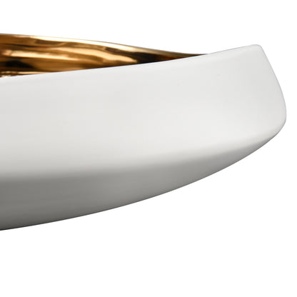 ELK SIGNATURE H0017-9746 Greer Bowl - Low White and Gold Glazed