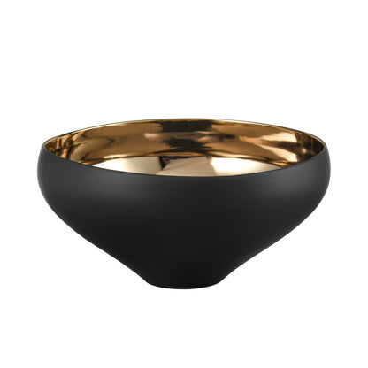 ELK SIGNATURE H0017-9754 Greer Bowl - Tall Black and Gold Glazed