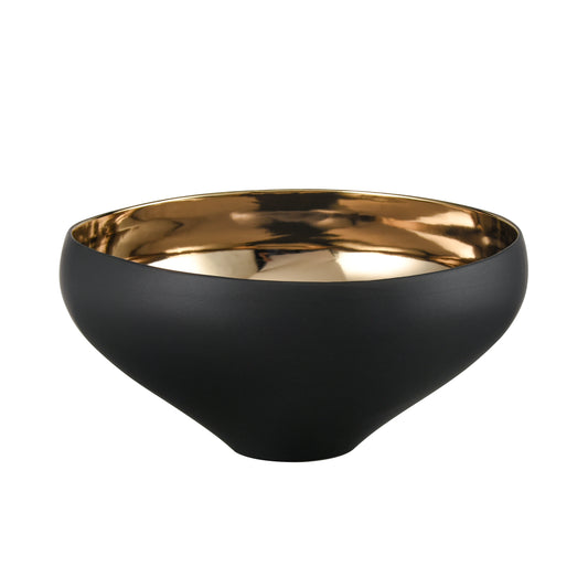 ELK SIGNATURE H0017-9754 Greer Bowl - Tall Black and Gold Glazed