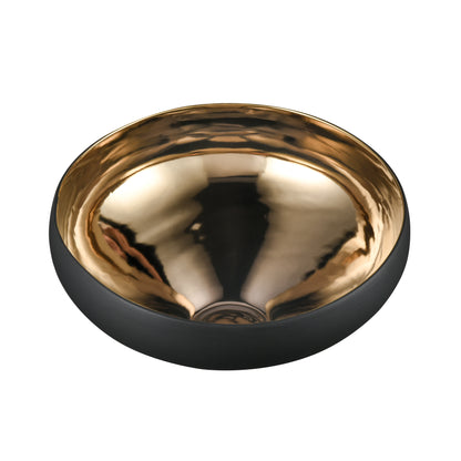 ELK SIGNATURE H0017-9754 Greer Bowl - Tall Black and Gold Glazed