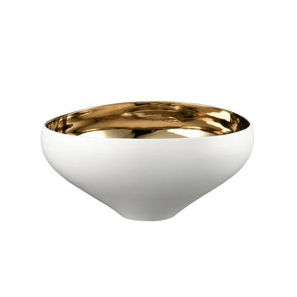 ELK SIGNATURE H0017-9755 Greer Bowl - Tall White and Gold Glazed