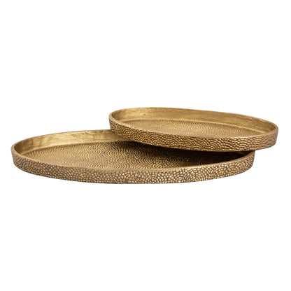 ELK SIGNATURE H0807-10655/S2 Oval Pebble Tray - Set of 2 Brass