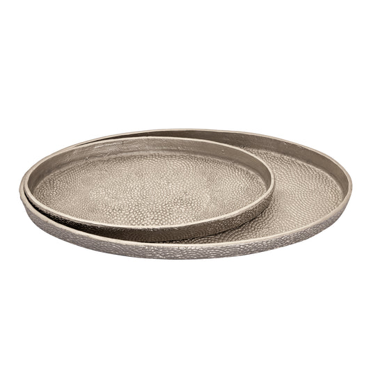 ELK SIGNATURE H0807-10660/S2 Oval Pebble Tray - Set of 2 Nickel