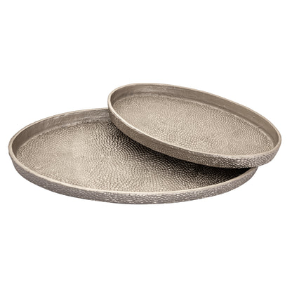 ELK SIGNATURE H0807-10660/S2 Oval Pebble Tray - Set of 2 Nickel