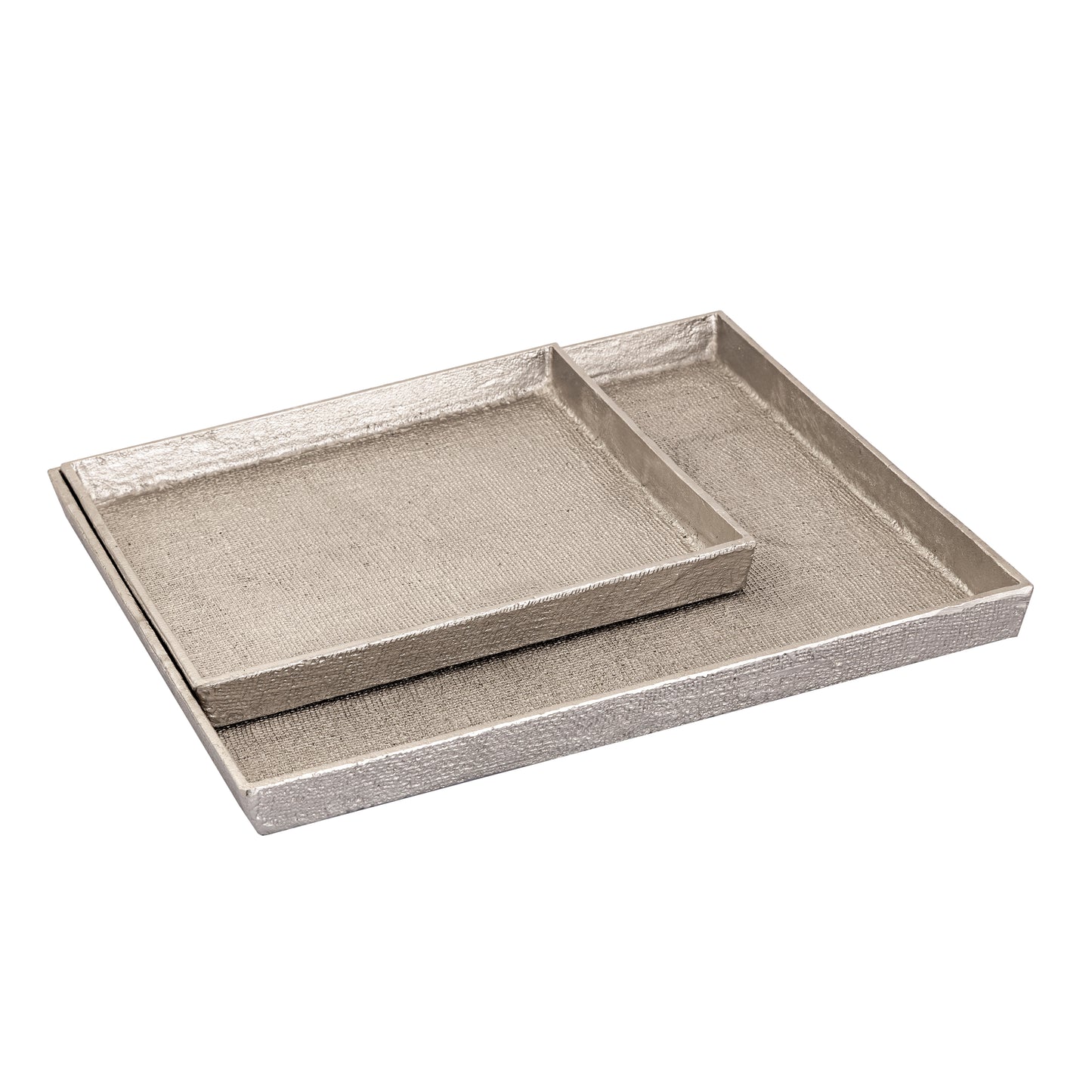 ELK SIGNATURE H0807-10661/S2 Square Linen Texture Tray - Set of 2 Nickel